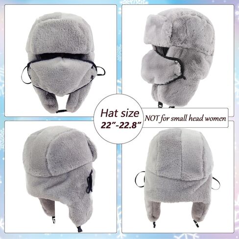 Winter Fur Hat with Removable Face Mask Fuzzy Russian Ushaka Furry Trapper Hat with Ear Flaps for Women Men Skiing Hiking in Saudi Arabia