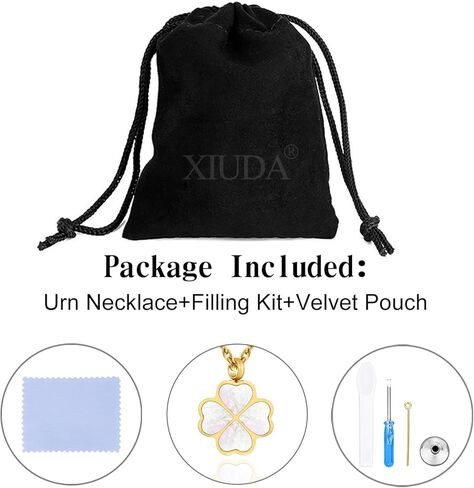 XIUDA أربع أوراق البرسيم جرة قلادة للرماد للنساء مجوهرات جنائزية تذكارية للرماد تذكار الرماد قلادة معلقة in Kuwait
