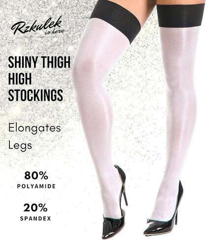 2 Pairs Oily Shiny Thigh High Stockings Sheer Antiskid Pantyhose Shiny Stay Up Silk Stockings for Dating in Saudi Arabia