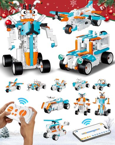 Robot Building Toys for Boys, STEM Projects for Kids Ages 8-12, Remote & APP Controlled Educational Coding Building Blocks Kit Rechargeable Robot Toy, for Kids (635 Pieces) in Kuwait