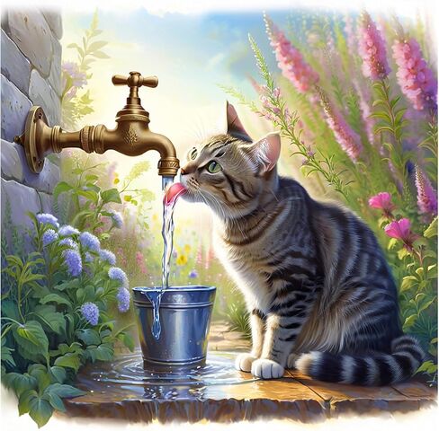 AMORARS Cat Diamond Painting Kit for Adults, 5D Forest Cat Diamond Art for Beginners - DIY Full Diamond Dot Gem Art Painting, Suitable Gifts and Home Wall Decoration Crafts, 12x12Inch in Kuwait