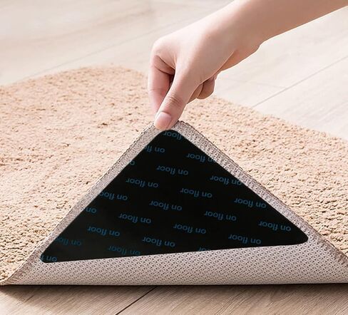 8-Pack Rug Pad - Non-Slip PU Washable Carpet Mats with Fixing Stickers (Trapezoidal 1x5.1 inch) in Saudi Arabia