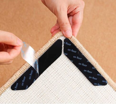 8-Pack Rug Pad - Non-Slip PU Washable Carpet Mats with Fixing Stickers (Trapezoidal 1x5.1 inch) in Saudi Arabia