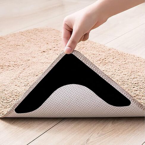 8-Pack Rug Pad - Non-Slip PU Washable Carpet Mats with Fixing Stickers (Trapezoidal 1x5.1 inch) in Saudi Arabia
