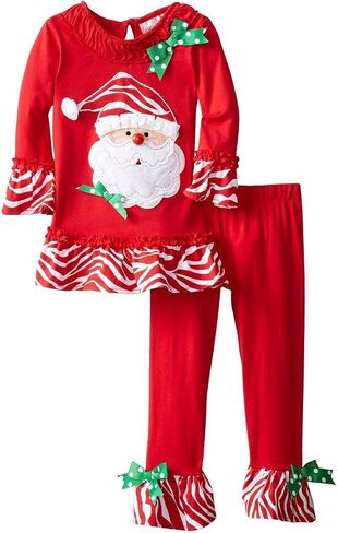Girls 2pcs Long Cotton Christmas Santa Pajamas Sleepwear Set Red(4-5T,Red) in Saudi Arabia