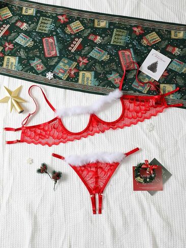 Lilosy Sexy Underwire Floral Lace Sheer Lingerie Set for Women See Through Bra and Panty 2 Piece in Saudi Arabia