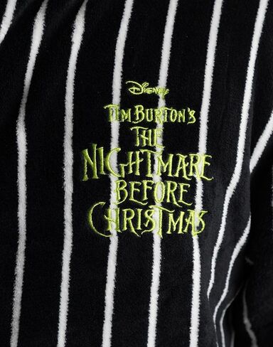 Disney The Nightmare Before Christmas Jack Skellington Unisex Black Onesie | Hooded Zip-Up Loungewear in Striped Fleece in Kuwait