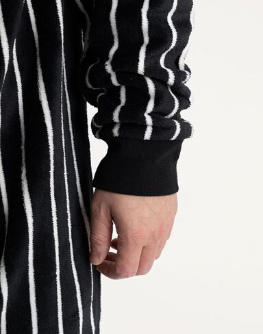 Disney The Nightmare Before Christmas Jack Skellington Unisex Black Onesie | Hooded Zip-Up Loungewear in Striped Fleece in Kuwait