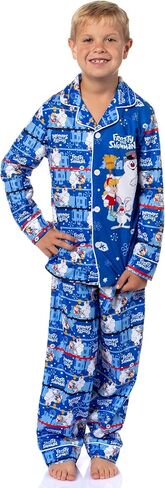 طقم بيجامة INTIMO Frosty the Snowman Boy بأكمام طويلة وأزرار سفلية للنوم في عيد الميلاد in Saudi Arabia