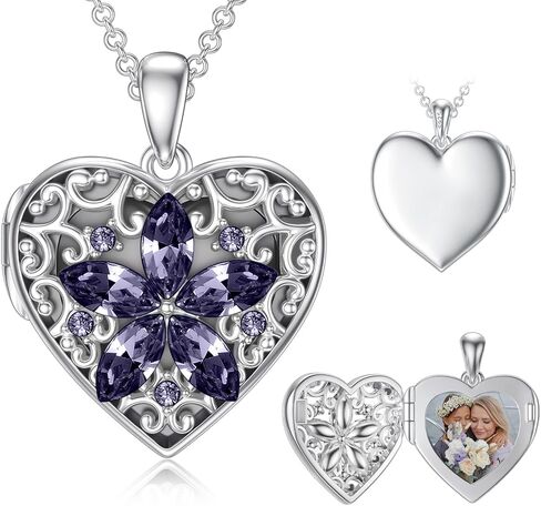 Dorunmo Personalized Locket Necklace 925 Sterling Silver that Holds Pictures Butterfly Birthstone Photo Heart Locket Custom Jewelry Congratulations New Beginnings New Job Gifts for Women in Saudi Arabia