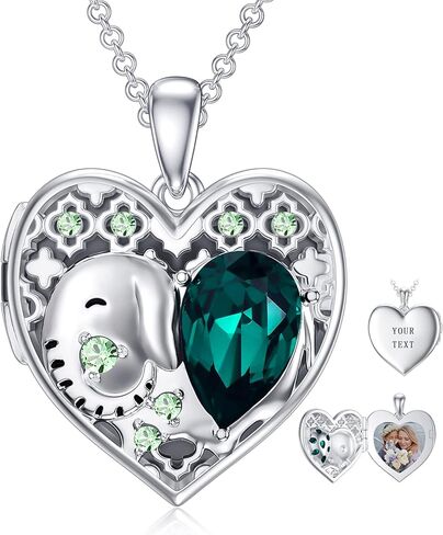 Dorunmo Personalized Locket Necklace 925 Sterling Silver that Holds Pictures Butterfly Birthstone Photo Heart Locket Custom Jewelry Congratulations New Beginnings New Job Gifts for Women in Saudi Arabia