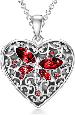 Dorunmo Personalized Locket Necklace 925 Sterling Silver that Holds Pictures Butterfly Birthstone Photo Heart Locket Custom Jewelry Congratulations New Beginnings New Job Gifts for Women in Saudi Arabia