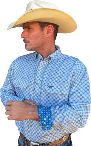 قميص Drover Cowboy Threads للرجال بأكمام طويلة، قميص بفتحة تهوية من سلسلة Signature Series The Honcho in Kuwait