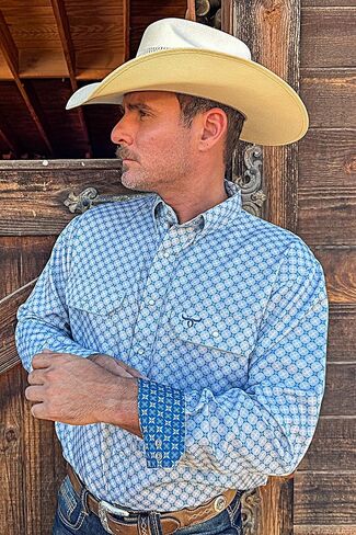 قميص Drover Cowboy Threads للرجال بأكمام طويلة، قميص بفتحة تهوية من سلسلة Signature Series The Honcho in Kuwait