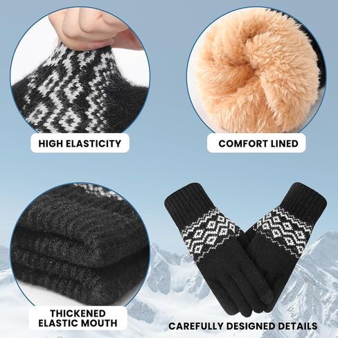 قفازات الشتاء العاطفية للنساء - شاشة تعمل باللمس، طبقة مزدوجة، قفازات دافئة للرسائل النصية للطقس البارد in Kuwait