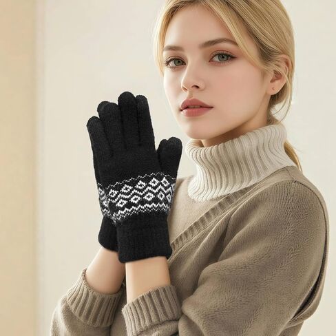 قفازات الشتاء العاطفية للنساء - شاشة تعمل باللمس، طبقة مزدوجة، قفازات دافئة للرسائل النصية للطقس البارد in Kuwait