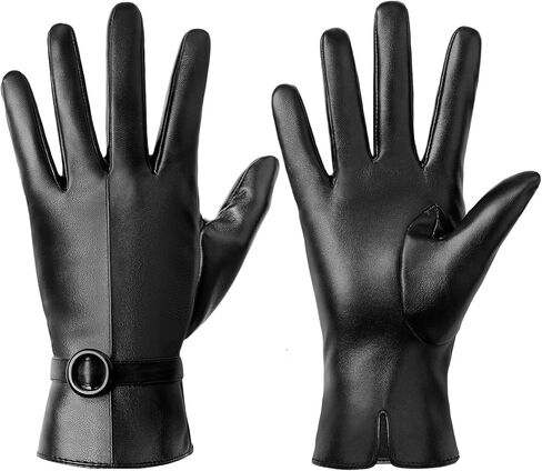 Trifabricy Leather Gloves for Women - Womens Leather Winter Gloves, Warm Lined Touchscreen Winter Glove for Cold Weather in Saudi Arabia