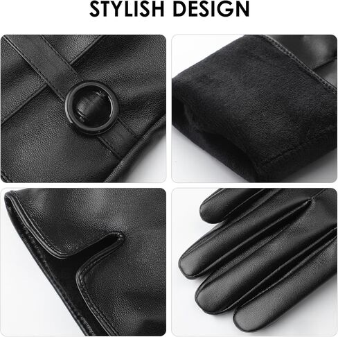 Trifabricy Leather Gloves for Women - Womens Leather Winter Gloves, Warm Lined Touchscreen Winter Glove for Cold Weather in Saudi Arabia