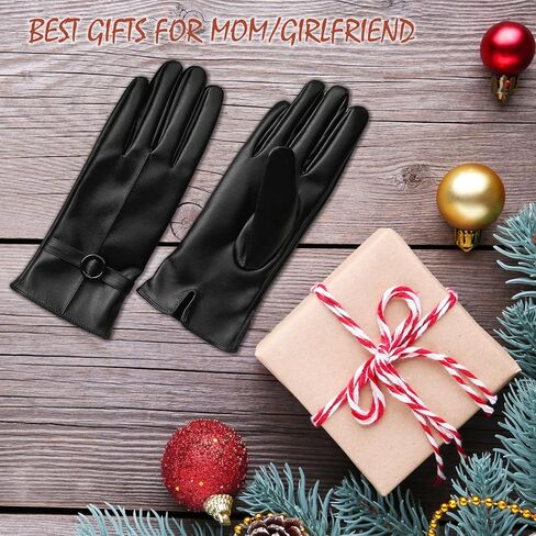 Trifabricy Leather Gloves for Women - Womens Leather Winter Gloves, Warm Lined Touchscreen Winter Glove for Cold Weather in Saudi Arabia
