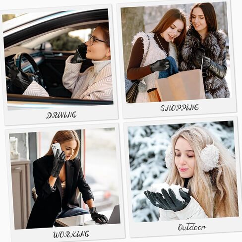 Trifabricy Leather Gloves for Women - Womens Leather Winter Gloves, Warm Lined Touchscreen Winter Glove for Cold Weather in Saudi Arabia