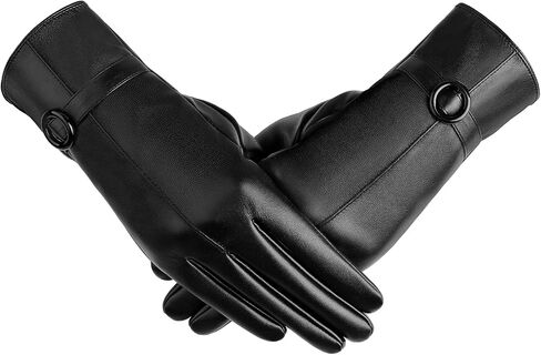 Trifabricy Leather Gloves for Women - Womens Leather Winter Gloves, Warm Lined Touchscreen Winter Glove for Cold Weather in Saudi Arabia