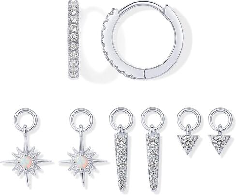 PAVOI 14K Gold Plated Huggie Earring Charms for Women - Mix and Match Huggie Hoop Earrings with Charms Pack - Dangle Dainty Motif Set with Cubic Zirconia, Heart, Cross, Pearl & Evil Eye Jewelry in Saudi Arabia