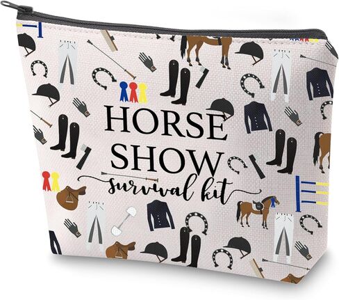ZJXHPO Horse Show Survival Kit حقيبة مستحضرات التجميل للفروسية حقيبة مكياج لراكبي الخيل مع سحاب هدية لمحبي الحصان (عرض الخيل) in Kuwait
