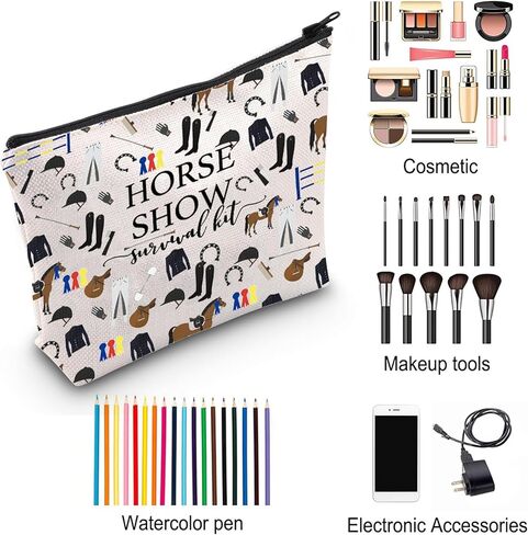 ZJXHPO Horse Show Survival Kit حقيبة مستحضرات التجميل للفروسية حقيبة مكياج لراكبي الخيل مع سحاب هدية لمحبي الحصان (عرض الخيل) in Kuwait