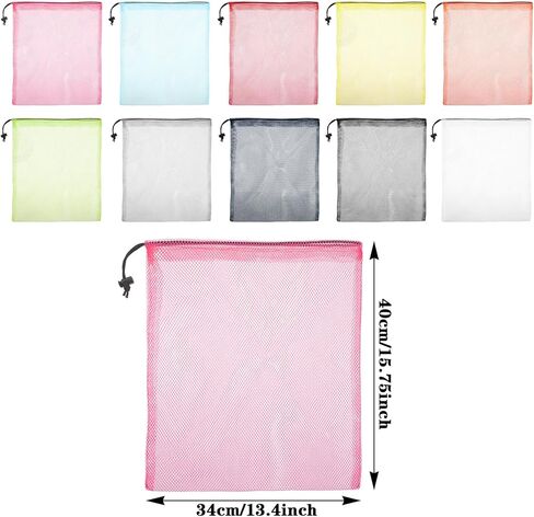 30 Pcs Mesh Drawstring Bags, 15.75x14.17 Inch Nylon Laundry Bag, Multicolor Breathable Storage Bag for Pool Beach Sports Gear in Kuwait