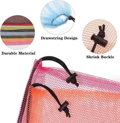 30 Pcs Mesh Drawstring Bags, 15.75x14.17 Inch Nylon Laundry Bag, Multicolor Breathable Storage Bag for Pool Beach Sports Gear in Kuwait