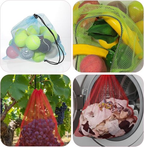30 Pcs Mesh Drawstring Bags, 15.75x14.17 Inch Nylon Laundry Bag, Multicolor Breathable Storage Bag for Pool Beach Sports Gear in Kuwait