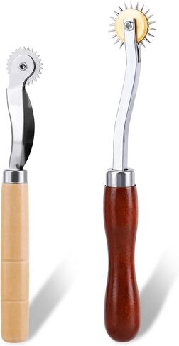 JNENERY 4PCS Tracing Wheel Sewing Tool,Professional Stitch Marking Spacer,Wood and Stainless Steel Pounce Wheel,Pounce Wheel for Sewing Patterns with Wooden Handle forTracing Paper and Leather Crafts in Kuwait