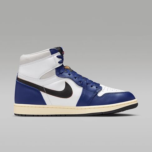 حذاء Air Jordan 1 High OG Rare Air للرجال (DZ5485-100، أبيض/رمادي محايد/أزرق ملكي عميق/أسود) مقاس 10 in Kuwait