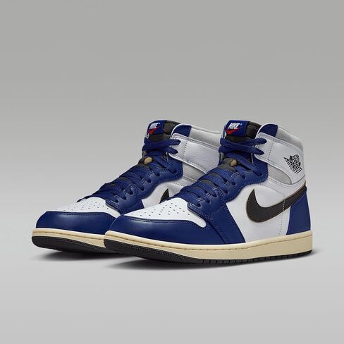 حذاء Air Jordan 1 High OG Rare Air للرجال (DZ5485-100، أبيض/رمادي محايد/أزرق ملكي عميق/أسود) مقاس 10 in Kuwait
