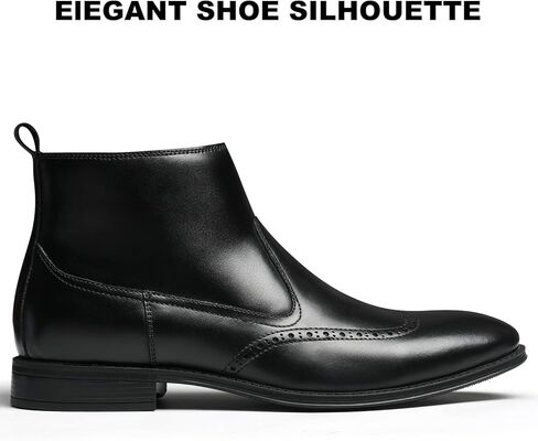 Chelsea Boots Men, Genuine Leather Brogue Wingtip Mens Dress Boots with Side Zipper, Comfortable Stylish Slip On Chukka Ankle Boots, Casual Oxford Boots for Men in Saudi Arabia
