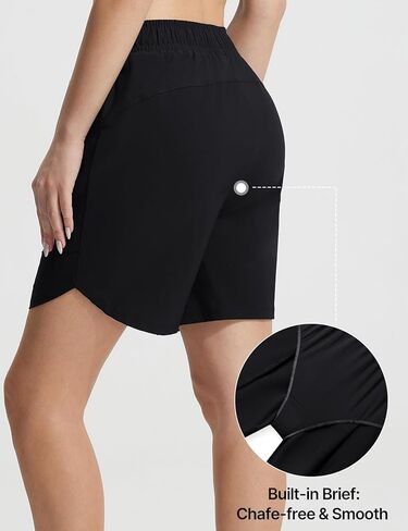 baleaf Women's 7'' Long Board Shorts High Waisted Swim Shorts Modest Swimsuits with Pockets Quick Dry UPF50+ in Saudi Arabia