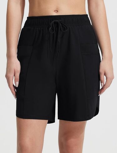baleaf Women's 7'' Long Board Shorts High Waisted Swim Shorts Modest Swimsuits with Pockets Quick Dry UPF50+ in Saudi Arabia