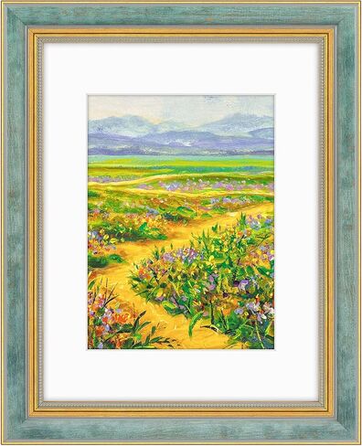 Golden State Art، إطار صورة مزخرف مقاس 13 × 19 مع حصيرة بيضاء للصور مقاس 11 × 17 أو طباعة مقاس 13 × 19 بدون حصيرة اللون الأزرق الذهبي (زجاج بليكسي) in Saudi Arabia