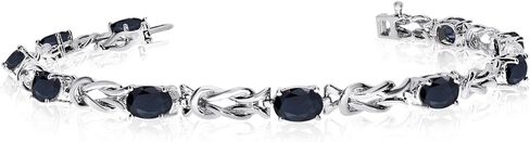 10K White Gold Oval Sapphire Reef Knot Bracelet in Saudi Arabia