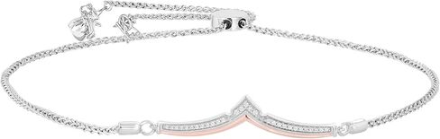Jewelili Enchanted Disney Fine Jewelry Sterling Silver and 10K Rose Gold 1/10 Cttw Diamond Aurora Bracelet in Saudi Arabia