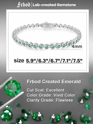 1.18 Carat Emerald Tennis Bracelet for Women, Elegant Bracelet Gift for Mom Wife with 925 Sterling Silver, Birthday Christmas Mother's Day Valentines Day Jewelry, Length 5.9-7.5 Inch in Saudi Arabia