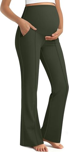 الأمومة متوهج طماق على البطن واسعة الساق اليوغا Bootcut بسط الحمل السراويل صالة السراويل ماما هدية in Saudi Arabia