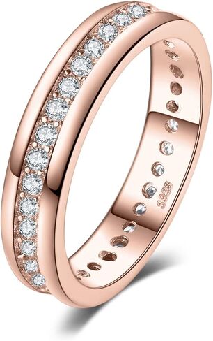JewelryPalace عصابات الزفاف الخلود زركونيا مكعب للنساء، 14K الذهب الوردي الأصفر مطلي 925 الفضة الاسترليني خواتم وعد الذكرى السنوية لها، تشيكوسلوفاكيا مقلد الماس خاتم الزفاف مجموعة قناة المجوهرات in Kuwait