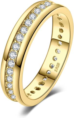JewelryPalace عصابات الزفاف الخلود زركونيا مكعب للنساء، 14K الذهب الوردي الأصفر مطلي 925 الفضة الاسترليني خواتم وعد الذكرى السنوية لها، تشيكوسلوفاكيا مقلد الماس خاتم الزفاف مجموعة قناة المجوهرات in Kuwait