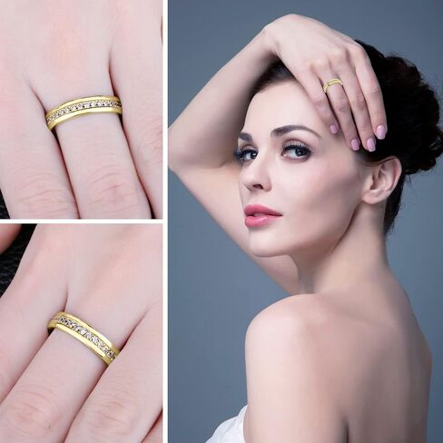 JewelryPalace عصابات الزفاف الخلود زركونيا مكعب للنساء، 14K الذهب الوردي الأصفر مطلي 925 الفضة الاسترليني خواتم وعد الذكرى السنوية لها، تشيكوسلوفاكيا مقلد الماس خاتم الزفاف مجموعة قناة المجوهرات in Kuwait