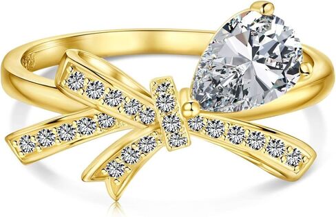 0.5CT Lab Grown Diamond Bow Ring, 18K White/Gold Plated Pear Cut D Color VVS1 Clarity Simulated Rings for Women, Wedding Engagement Anniversary Eternity Ring in Saudi Arabia