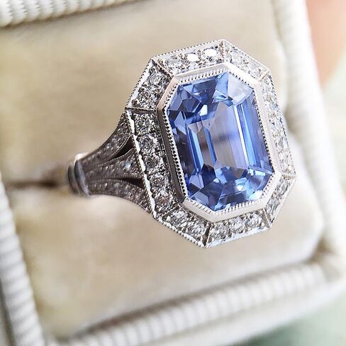 Luxury Women's Blue Cubic Zirconia Rings for Anniversary Party Fashion Engagement Accessories in Saudi Arabia