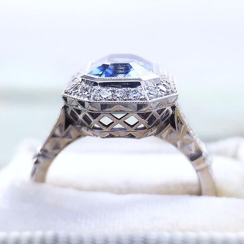 Luxury Women's Blue Cubic Zirconia Rings for Anniversary Party Fashion Engagement Accessories in Saudi Arabia