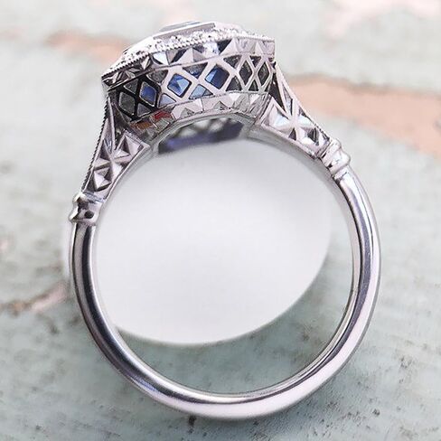 Luxury Women's Blue Cubic Zirconia Rings for Anniversary Party Fashion Engagement Accessories in Saudi Arabia