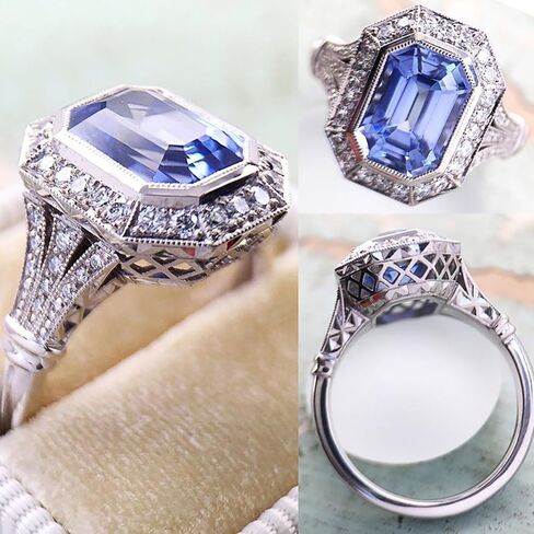 Luxury Women's Blue Cubic Zirconia Rings for Anniversary Party Fashion Engagement Accessories in Saudi Arabia